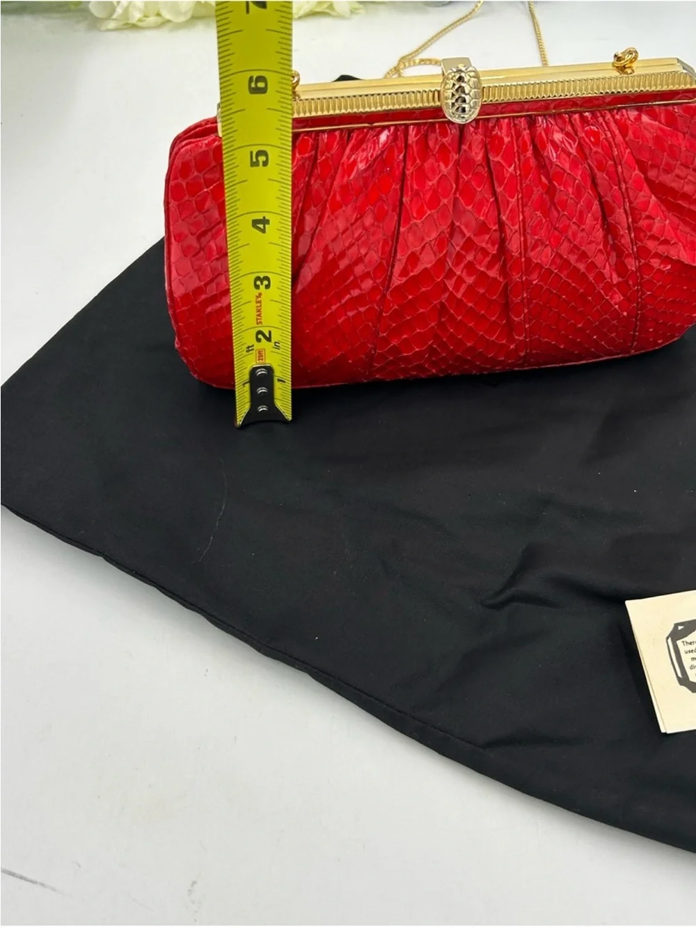 Judith Lieber red snakeskin evening bag !